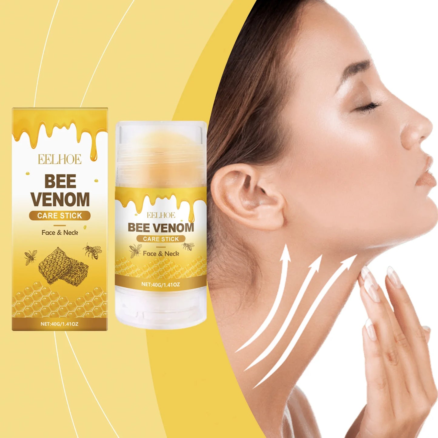 EELHOE Bee Venom Brightening Face and Neck Cream Stick Moisturizing Facial Skin Firming Rejuvenation Neck Lift Stick Cream 40g