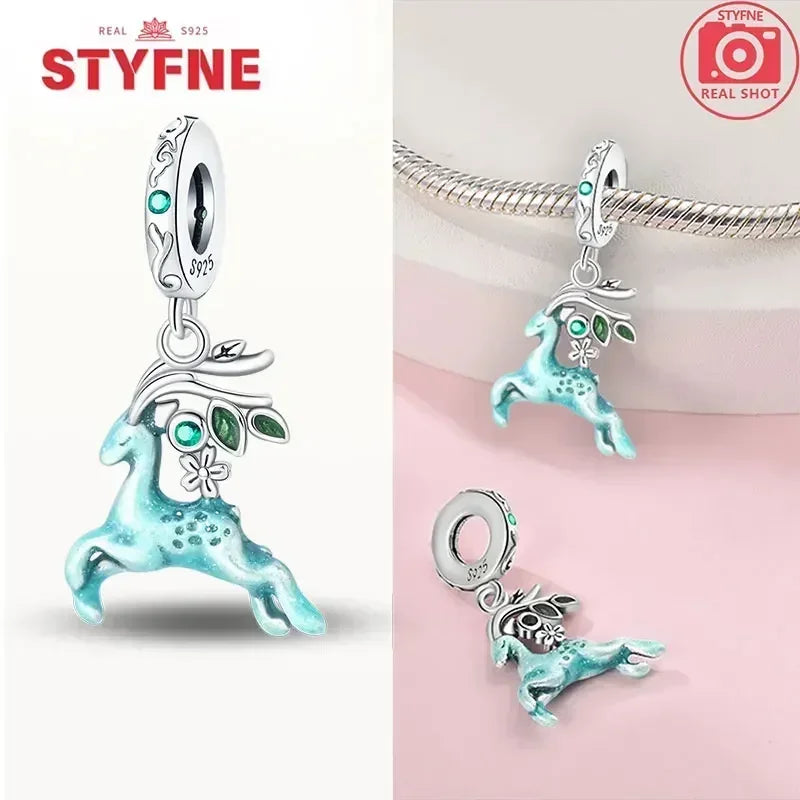 S925 Silver Glow-in-the-dark Firefly Charm Pendant Fit Original Charms Bracelet Gift Beads for Women Diy Fine Jewelry Gifts - AMULET RING STORE