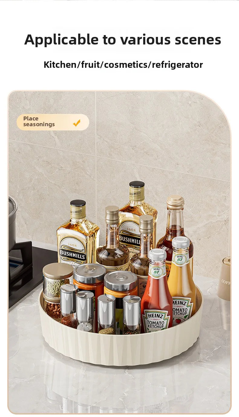 360° Rotating Plastic Storage Rack Bathroom Storage Organizer Kitchen Snack Food Oil Seasoning Bottle Storage Rack Fruit Tray - AMULET RING STORE