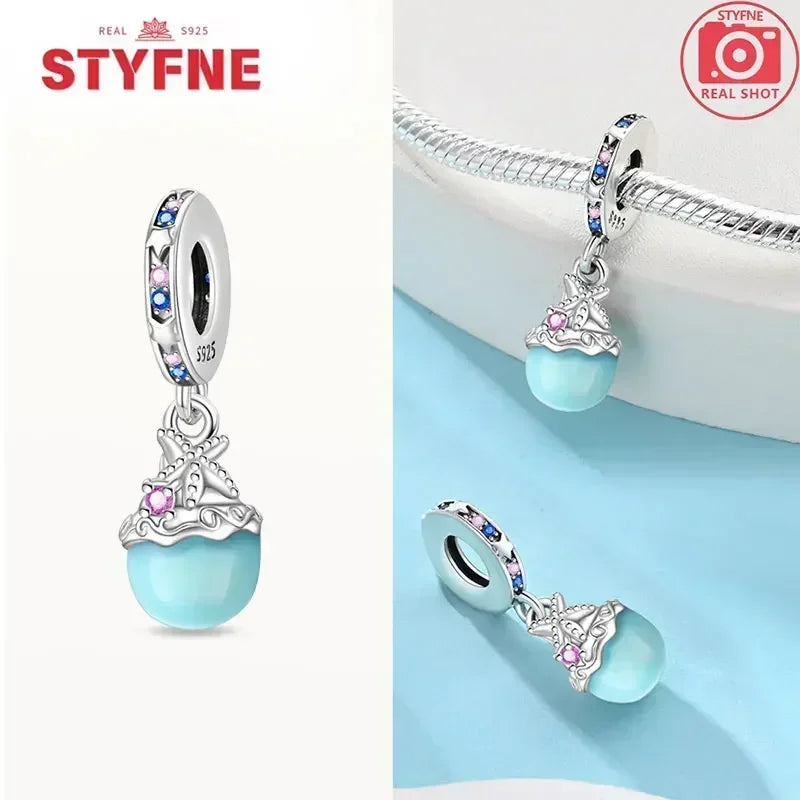 S925 Silver Glow-in-the-dark Firefly Charm Pendant Fit Original Charms Bracelet Gift Beads for Women Diy Fine Jewelry Gifts - AMULET RING STORE