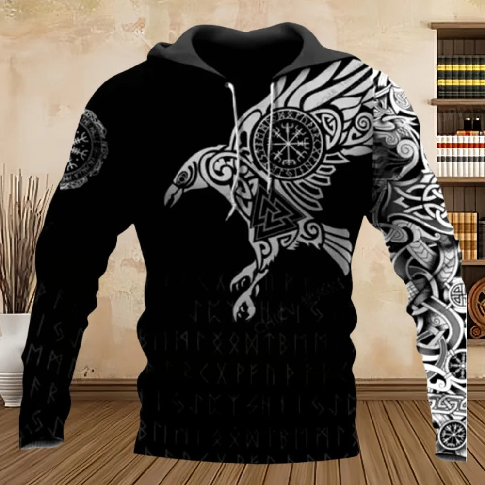 2025 New Hoodie 3D Print Harajuku Print Pullover Men's Hooded Sweatshirt Kangaroo Pocket Vintage Male Clothing Fall Long Sleeve