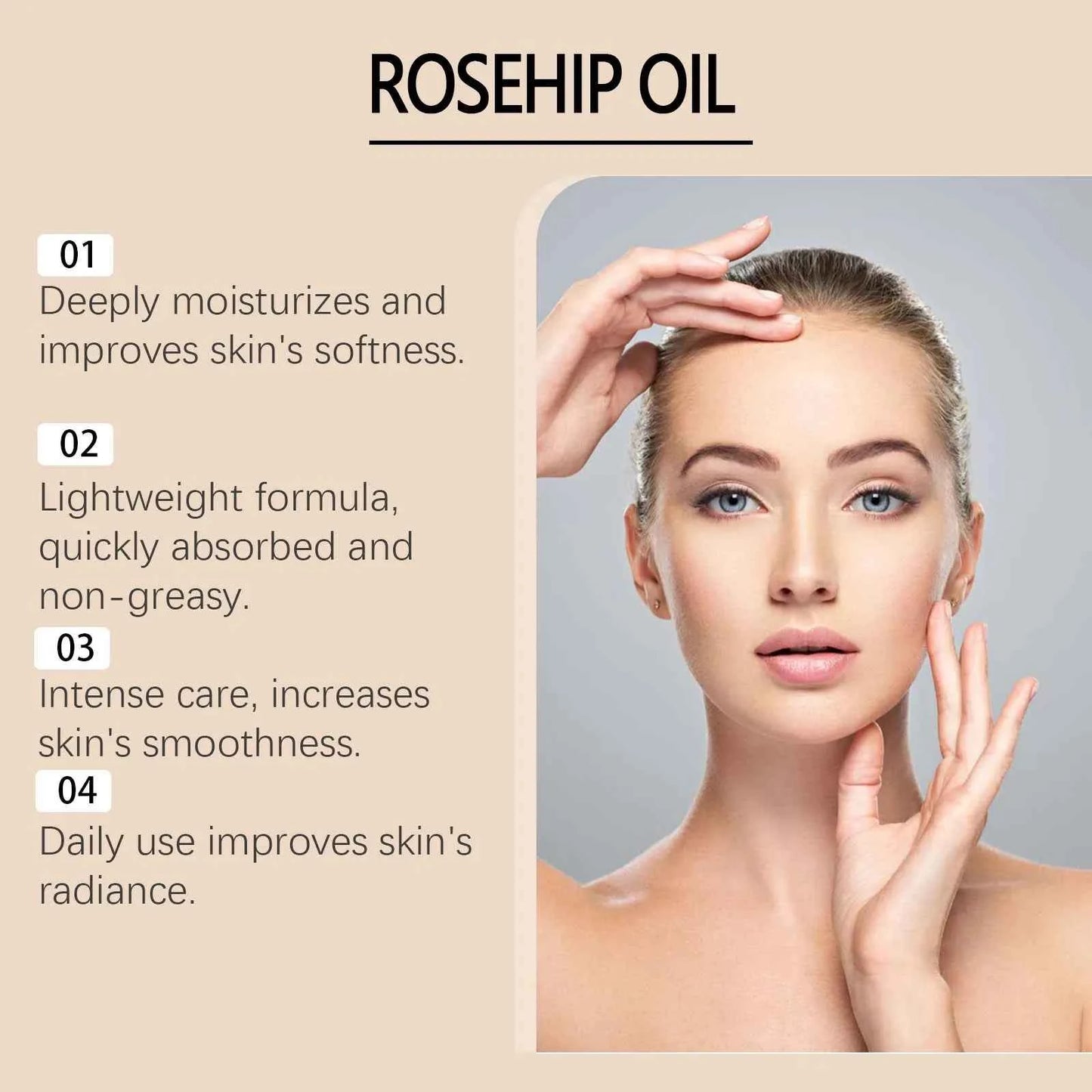Ouhoe Rosehip Face Care Essence Oil Nourishing Skin Lasting Hydrating Enhance Smoothness Firming Softening Face Care Essence Oil