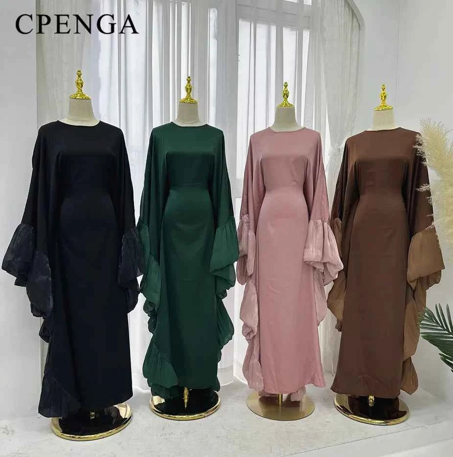 2025 Eid Arabic Muslim Women Modest Dress Luxury Dubai Abaya Islamic Party Lace-detailed Sleeves Robe Festival Turkey Outfit