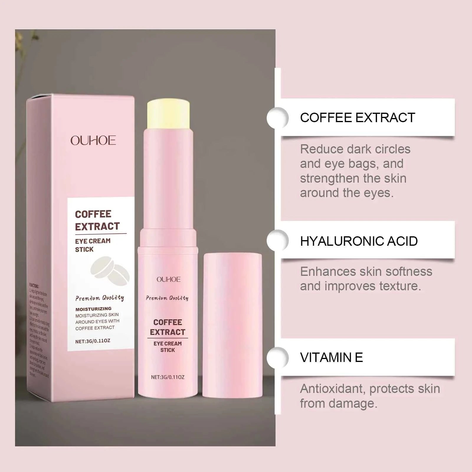 Caffeine Eye Cream Stick Lifting Firming Brighten Eyes Skin Fade Fine Lines Anti Puffiness Hydrating Moisturizing Eye Care Cream