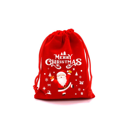 1PC Red Christmas Velvet Bags Drawstring Pouch Candy Gift Bag Bracelet Earrings Necklaces Jewelry Packaging Storage Bags - AMULET RING STORE