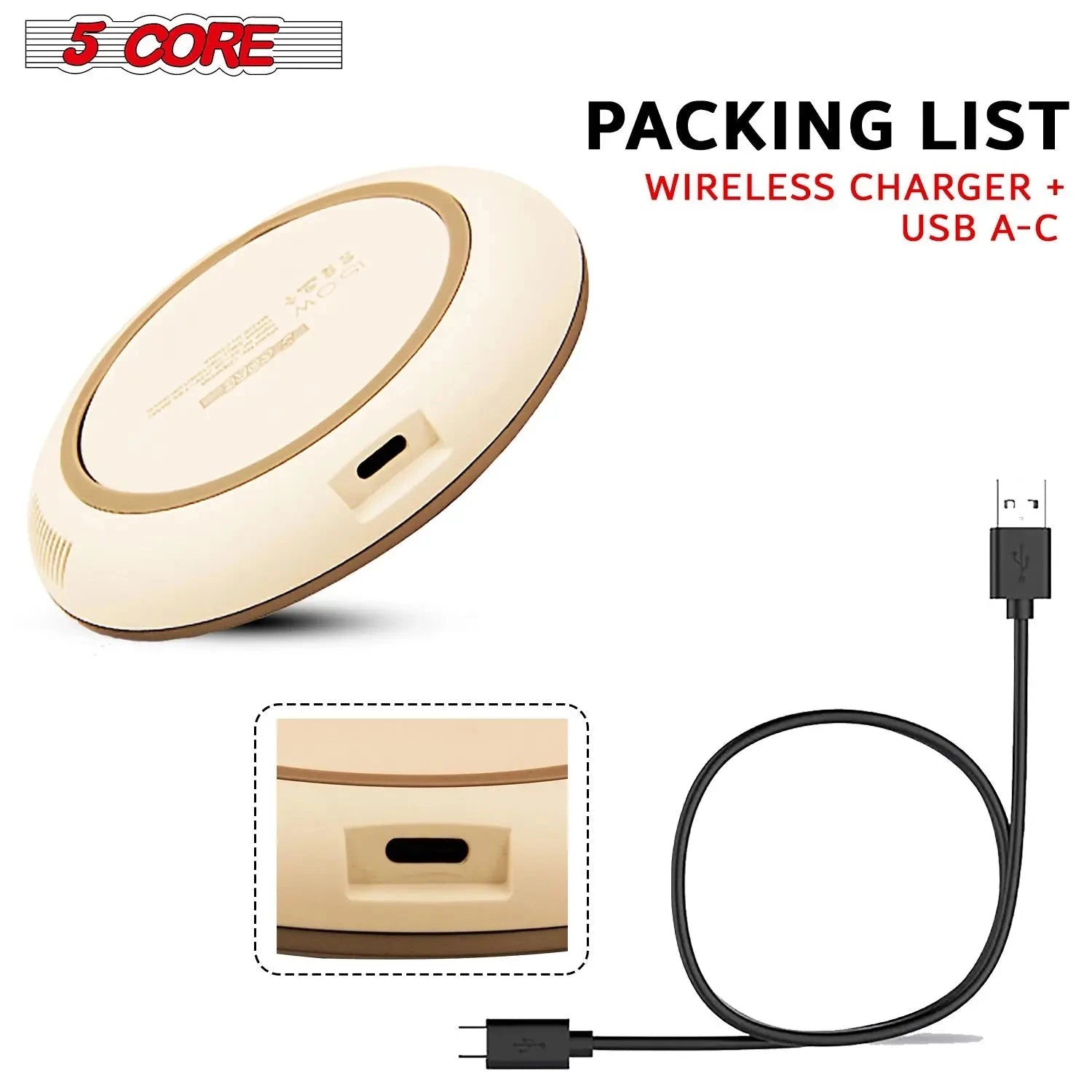 Wireless Charging Pad 15W Qi-Certified Max Fast Wire Less Phone Charger Glass Top Slim USB-C - CDKW04 W