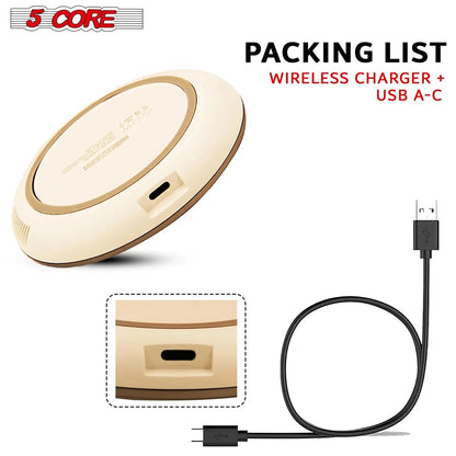Wireless Charging Pad 15W Qi-Certified Max Fast Wire Less Phone Charger Glass Top Slim USB-C - CDKW04 W