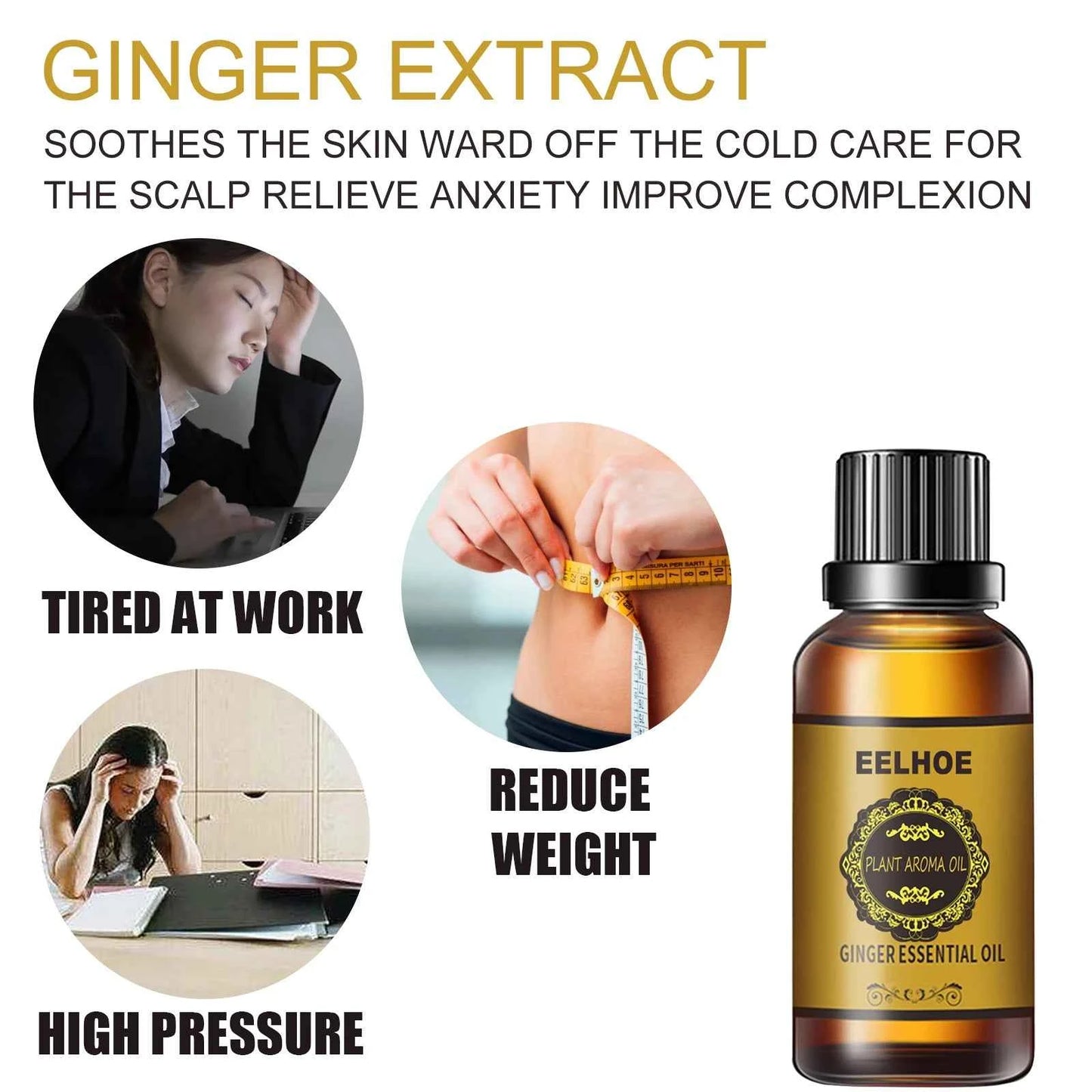 Slimming Essential Oil Quick to Absorb Fat Burning Natural Extract Belly Drainage Ginger Relax Massager Body Oil for Women 10ml