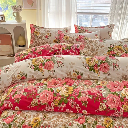 Floral Duvet Cover Set with Zipper Closure - 3 Piece Bedding Set Includes 1  Duvet Cover and 2 Pillowcases