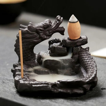 Backflow Incense Burner Incense Holder Auspicous Dragon Waterfall Aroma Furnace China Ceramic Crafts Zen Home Decor - AMULET RING STORE
