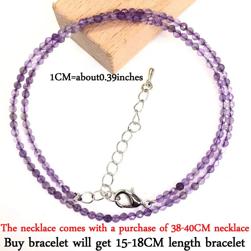 2-3mm Natural Stone Beaded Necklace Handmade Mini Tourmaline lapis crystal Energy Healing Female Bracelet for Women Jewelry Gift - AMULET RING STORE