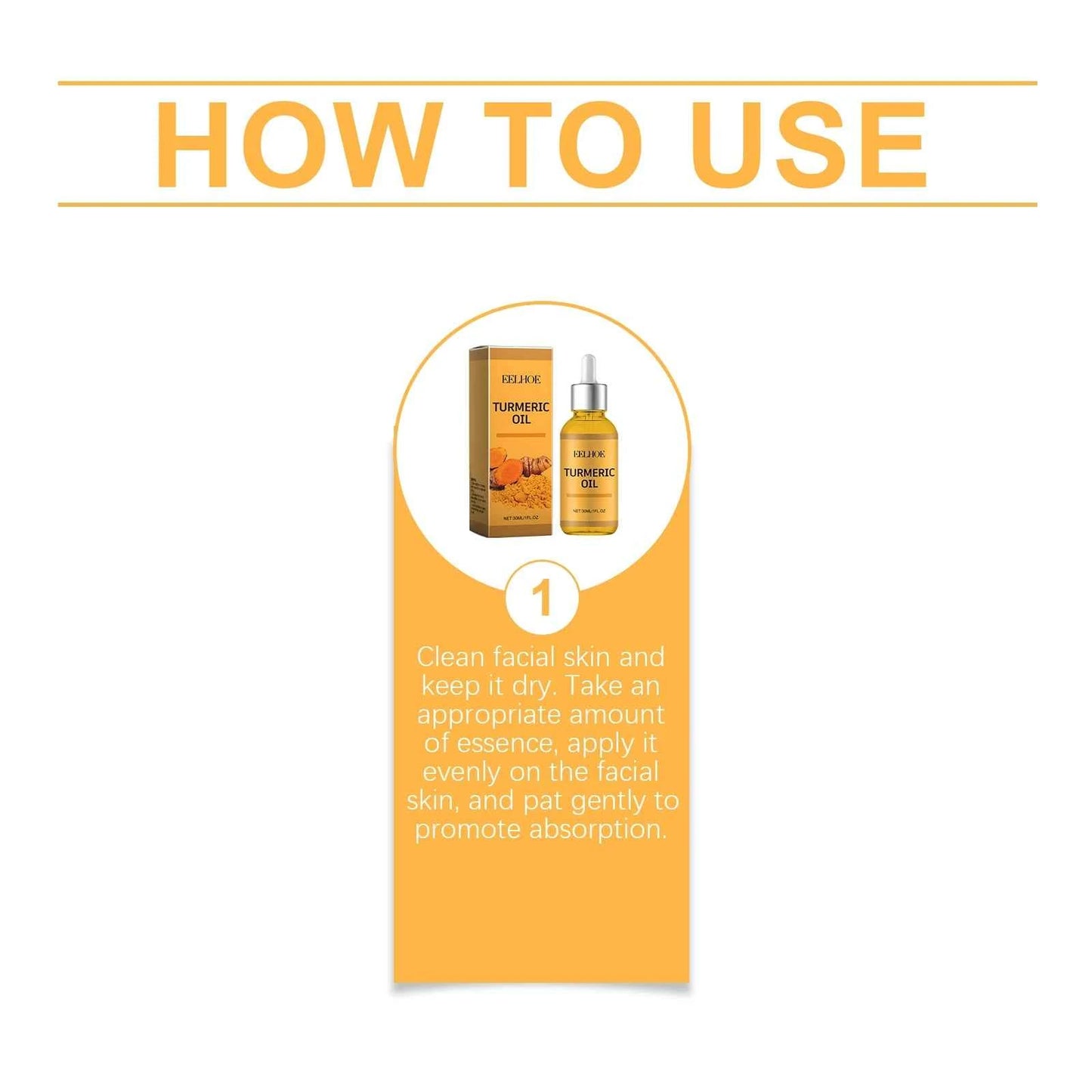 EELHOE Turmeric Essence Oil 30ml Shrink Pores Deep Moisturizing Hydration Repair Damaged Skin Facial Body Massage Oil Skin Care