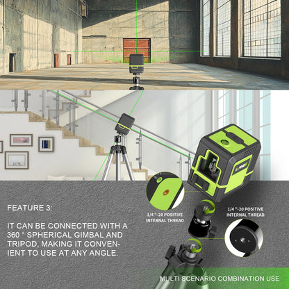 Lfine Laser Level 2 Lines with Tripod professional Level Laser Horizontal Vertical Nivel Laser automatic  360°Self-Leveling Tool