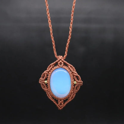 Natural Stones Tear Water Drop Pendant Crystals Healing Handmade Thread Rope Wrap Braided Macrame Chain Necklace Jewelry Gifts - AMULET RING STORE