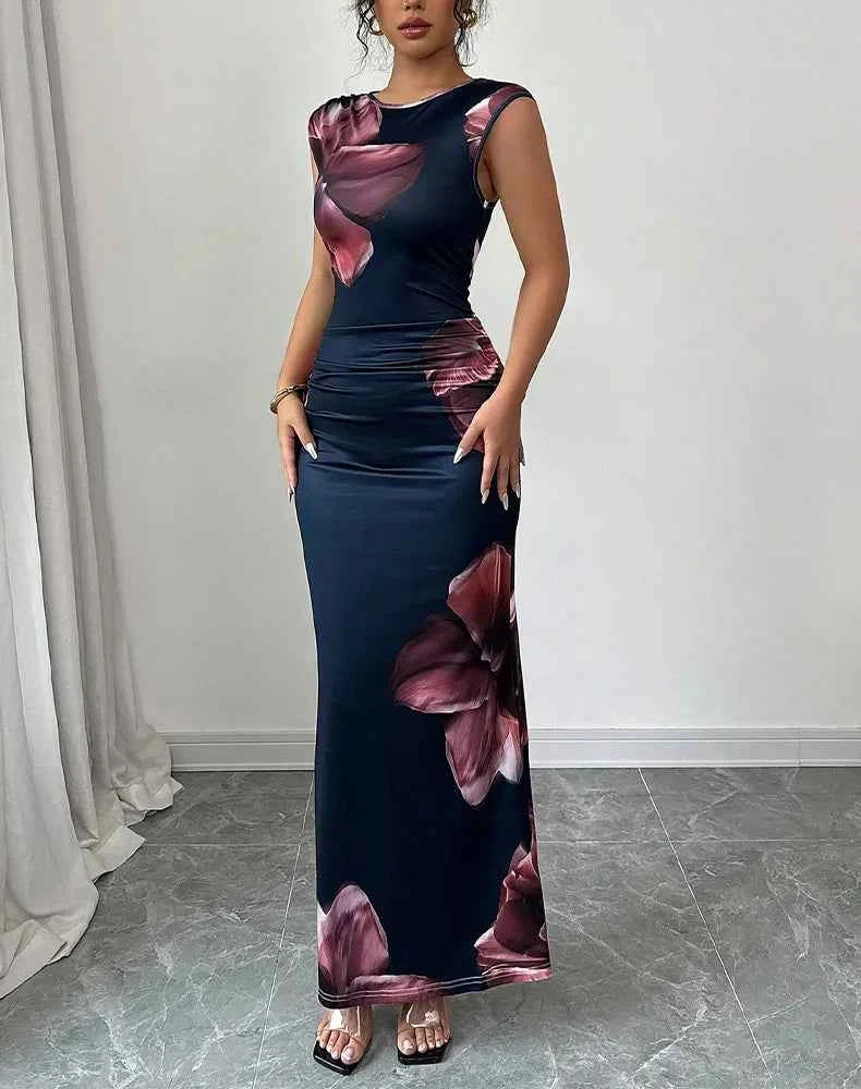 Sexy Bodycon Maxi Dresses For Women 2025 Summer Fashion Sleeveless O-neck Slim Long Party Dress Elegant Vestidos