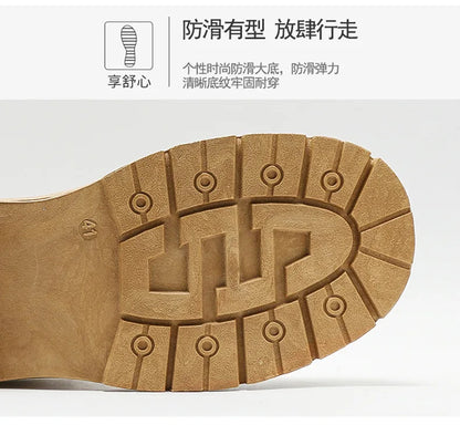 2025 new men's shoes autumn high cut workwear boots British style short boots Korean version versatile thickness boots shoes - AMULET RING STORE