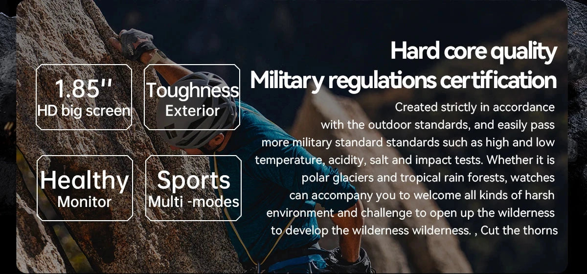 Outdoor Men Smart Watch 1.85'' 400mAh Bluetooth Call Health Monitor Swim Waterproof Sport Smartwatch for Xiaomi IOS Android 2025