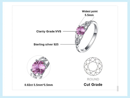 JewelryPalace Celtic Knot Created Pink Sapphire 925 Sterling Silver Ring for Women Promise Engagement Ring Fine Jewelry Gift
