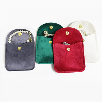 Snap Button Jewellery Pouch Fillet Velvet Bag Envelope Jewelry Bag Necklace Bracelet Storage Bag Gift Bags - AMULET RING STORE
