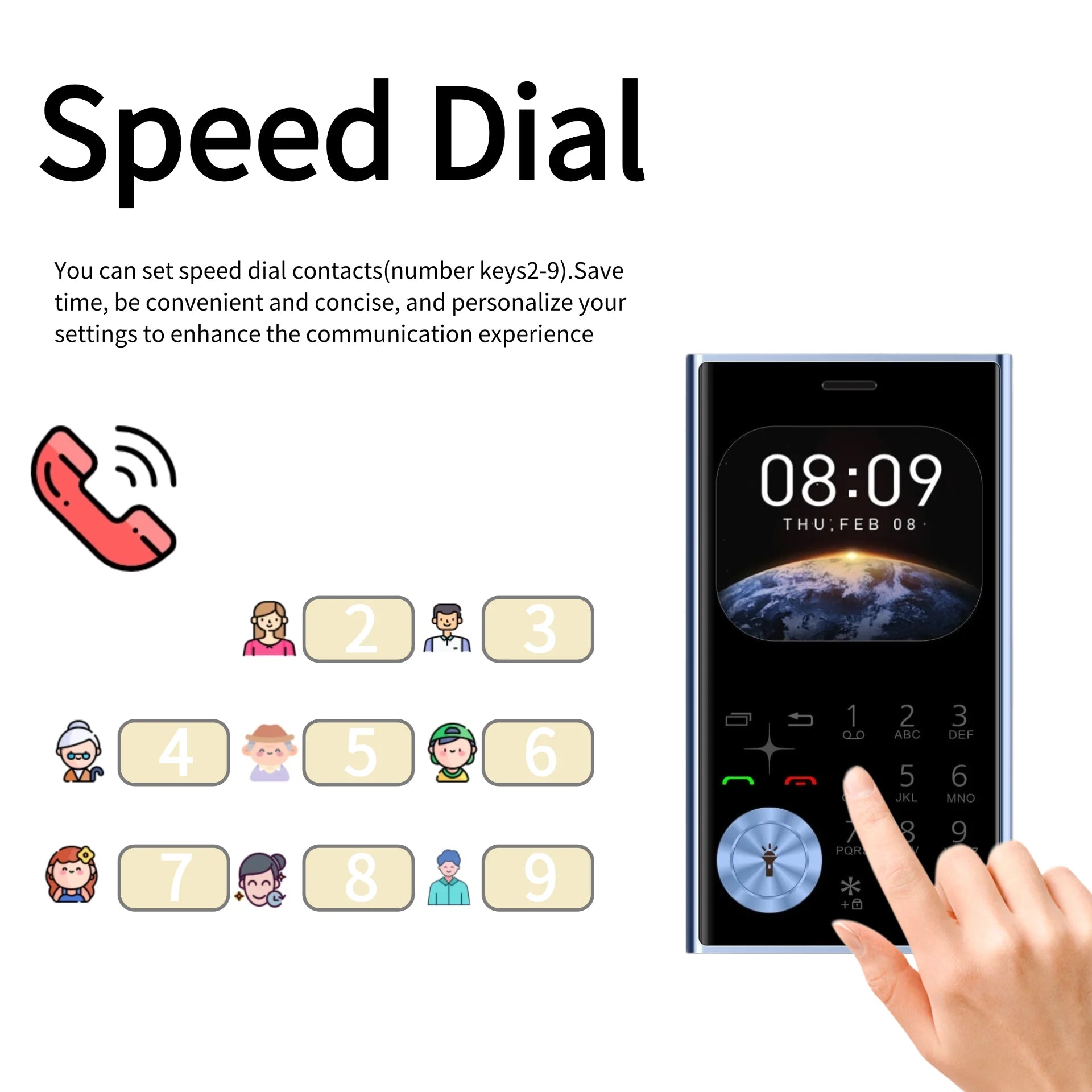 Credit Card Size Mini Phone Unlocked Dual SIM Ultra Thin 2.0" Display Pocket Cellphone Voice Changer Speed Dial Flashlight - AMULET RING STORE