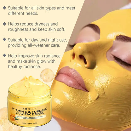 Vitamin C Exfoliating facial mask Turmeric Exfoliating facial mask Improve Pore Deep Cleaning facial mask Apply facial mask - AMULET RING STORE