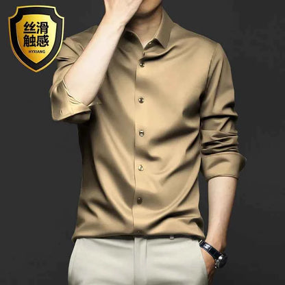 Men's White Shirt Long Sleeve Non iron Business Dress Slim Fit Korean Version Professional Work White Casual Men's Suit Shirt