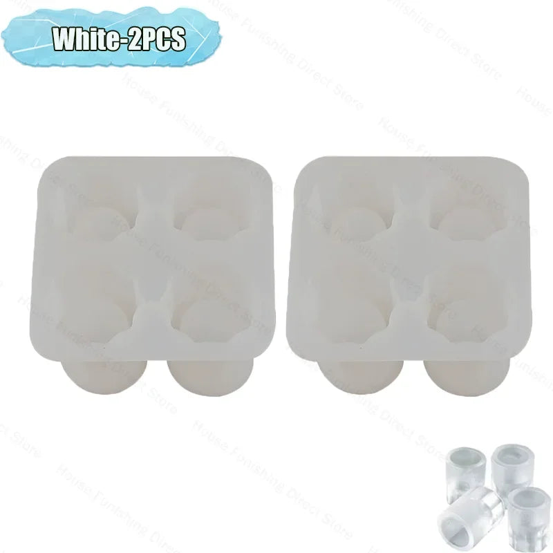 4Cup Shape Silicone Ice Cube Mold Tray for Summer Bar Party DIY Cold Drinks Kitchen Essential Ice Cup Maker Compartment Mold - AMULET RING STORE