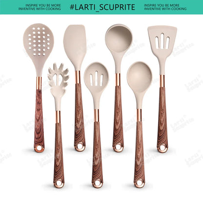 Good Quality Silicone Kitchen Utensils Set Rose Gold Plated Handle Cooking Tool Non-stick Heat Resistant Kitchenware Accessories