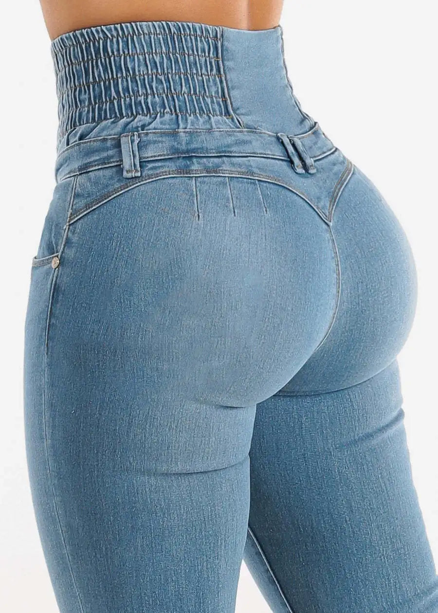 Jeans Women Pencil Pant Denim Long Pants Bodycon Casual High Waist Button Pocket Splice Straight Trousers Simple Streetwear Y2k - AMULET RING STORE