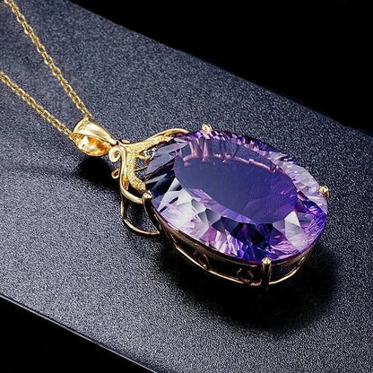 CAOSHI Simple Trendy Pendant Necklace for Lady Temperament Charming Jewelry with Bright Purple Zirconia Luxury Accessories Gift - AMULET RING STORE