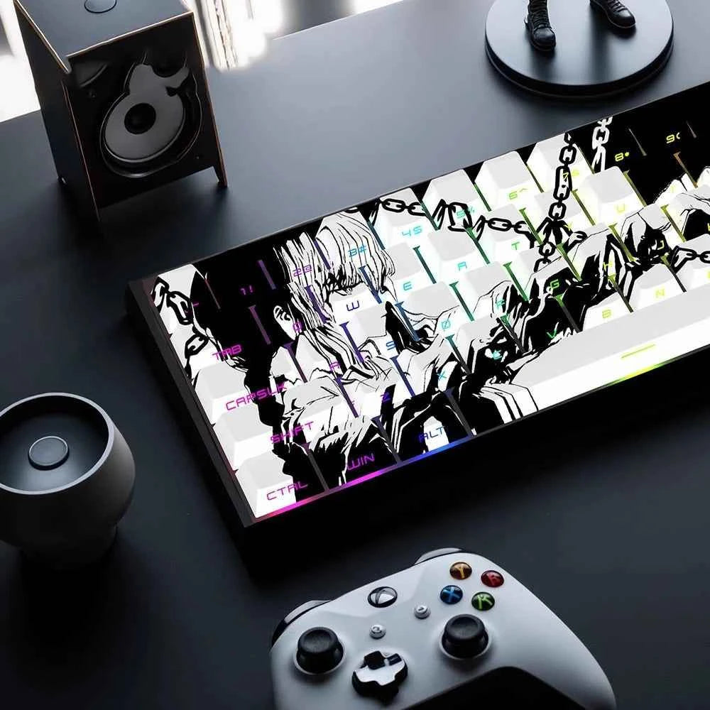 129 Keys Makima Anime Keycaps Cartoon PBT Keycap Cherry Keycaps Key Cap Dye-sub Mechanical Keyboard Caps for 64/68/71/84/108