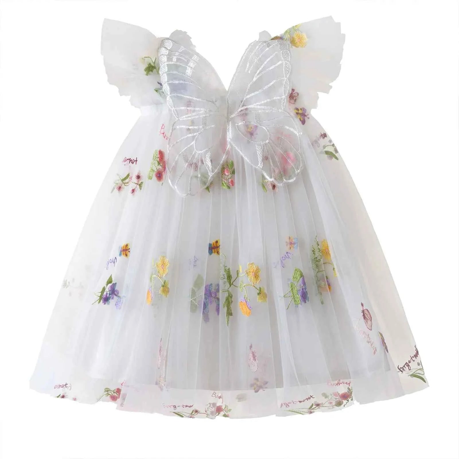 Delicate Party Prom Evening Dress Colorful Flower Embroidery Dresses Fashion Butterfly Princess Dress Birthday Princess Clothes