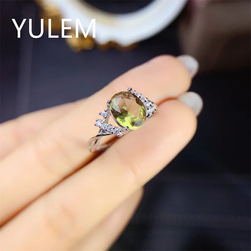 YULEM  Lab Alexandrite Gemstone Ring for Women Solid 925 Sterling Silver Jewelry Oval Natural Stone Engagement Promise
