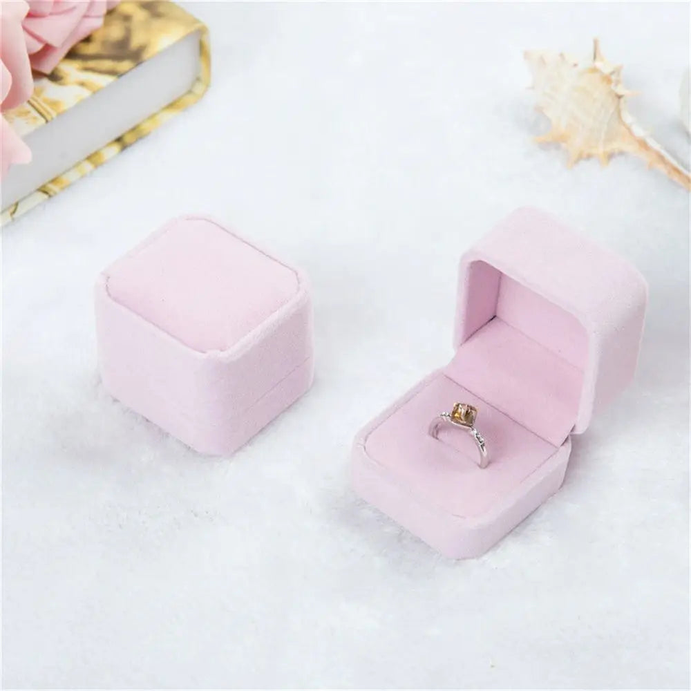 Heart-Shaped Velvet Jewelry Box Rose Flower Valentine'S Day Engagement Proposal Wedding Ring Box Gift Box Jewelry Organizer Case - AMULET RING STORE