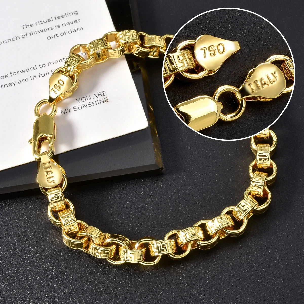 18k Gold Plated Italy 750 Bracelet Copper Braided Shaped Bracelet Hip-Hop Daily Men Women Jewelry Accessories For Friends Gifts - AMULET RING STORE