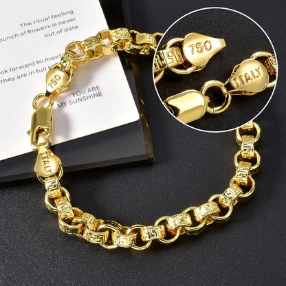 18k Gold Plated Italy 750 Bracelet Copper Braided Shaped Bracelet Hip-Hop Daily Men Women Jewelry Accessories For Friends Gifts - AMULET RING STORE