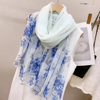 2025 Silk Scarf Women Hijab Pashmina Long Beach Stoles Shawl Wrap Headbands Spring Warm Scarves Bandana Ladies Neckscarf Foulard