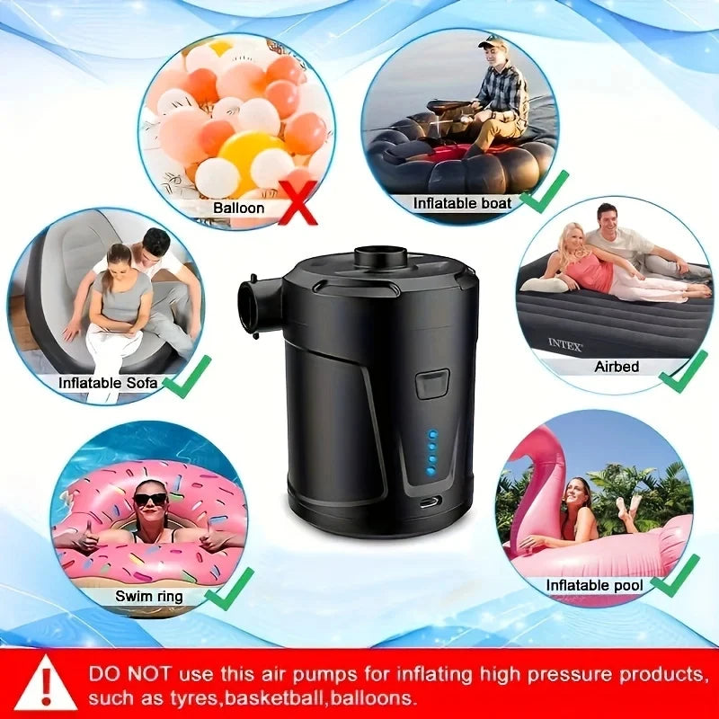 Portable air pump outdoor camping air mattress swimming pool swimming ring inflatable sofa air pump home - AMULET RING STORE