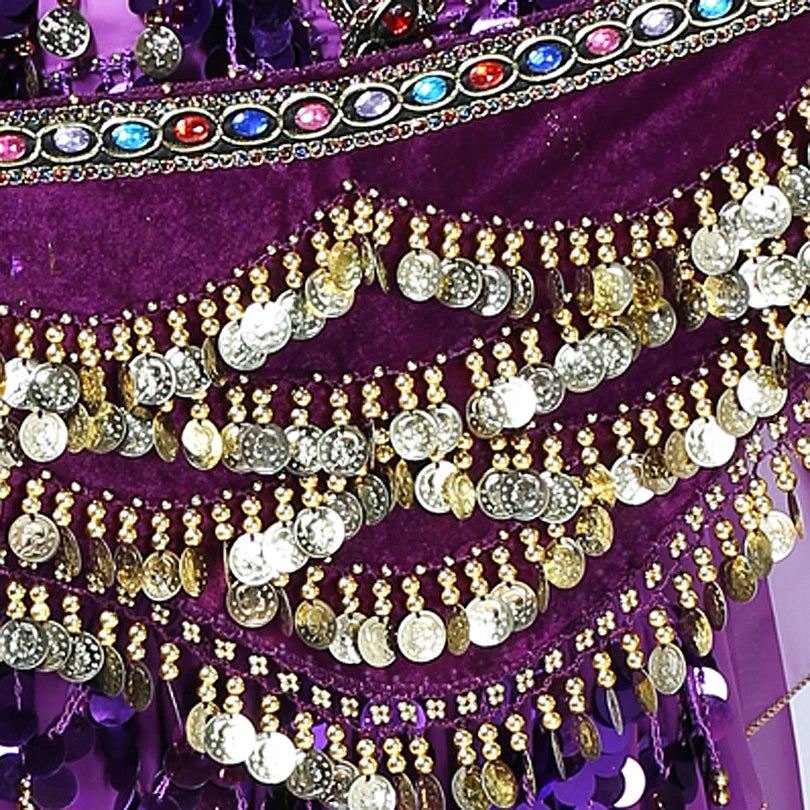 1PC New Style Belly Dance Belt Newest Multi-color Glass Silk Velvet Dancing Belt Scarf Crystal BellyDance Waist Chain Hip Scarf - AMULET RING STORE
