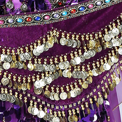 1PC New Style Belly Dance Belt Newest Multi-color Glass Silk Velvet Dancing Belt Scarf Crystal BellyDance Waist Chain Hip Scarf - AMULET RING STORE