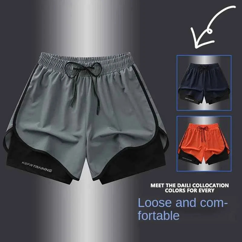 【 S-5XL 】2025 Sports Three Piece Pants Summer Popular Anti glare Double layered Sports Shorts for Men and Women Couples Ru