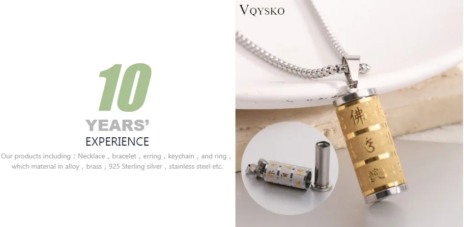 VQYSKO Tibetan Prayer Wheel Pendant - Om Mani Padme Hum