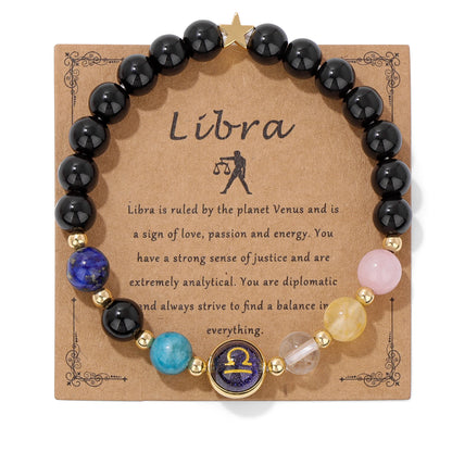 12 Zodiac Signs Bracelet Men Gemini Scorpio Sagittarius Obsidian Tiger Eye Stone Beads Bracelets for Women Constellation Jewelry