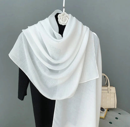 New Solid Cotton Scarf for Women Winter Warm Tassel Linen Pashmina Scarves Hijab Lady Foulard Shawls Wraps Female Bandana