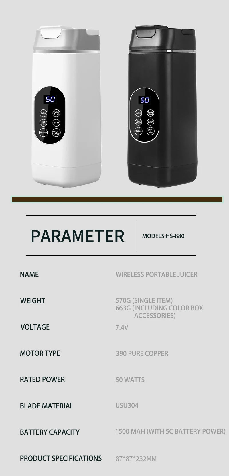 Portable USB Rechargeable Juicer Blender, Ice Crushing Fruit Juice Cup, Home & Outdoor Use, 12 Blades