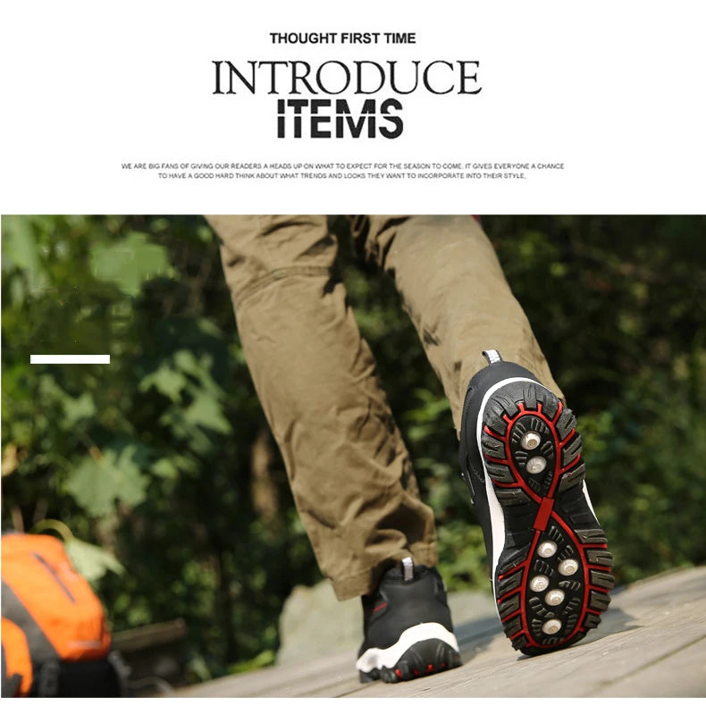 Men's Hiking Shoes Waterproof Leather Outdoor PU Shoes Wear-resistant Men Trekking Walking Hunting Tactical Sneakers - AMULET RING STORE