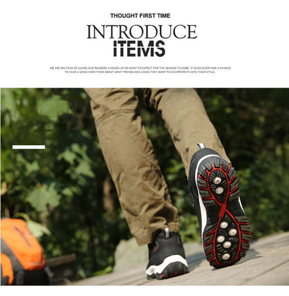 Men's Hiking Shoes Waterproof Leather Outdoor PU Shoes Wear-resistant Men Trekking Walking Hunting Tactical Sneakers - AMULET RING STORE