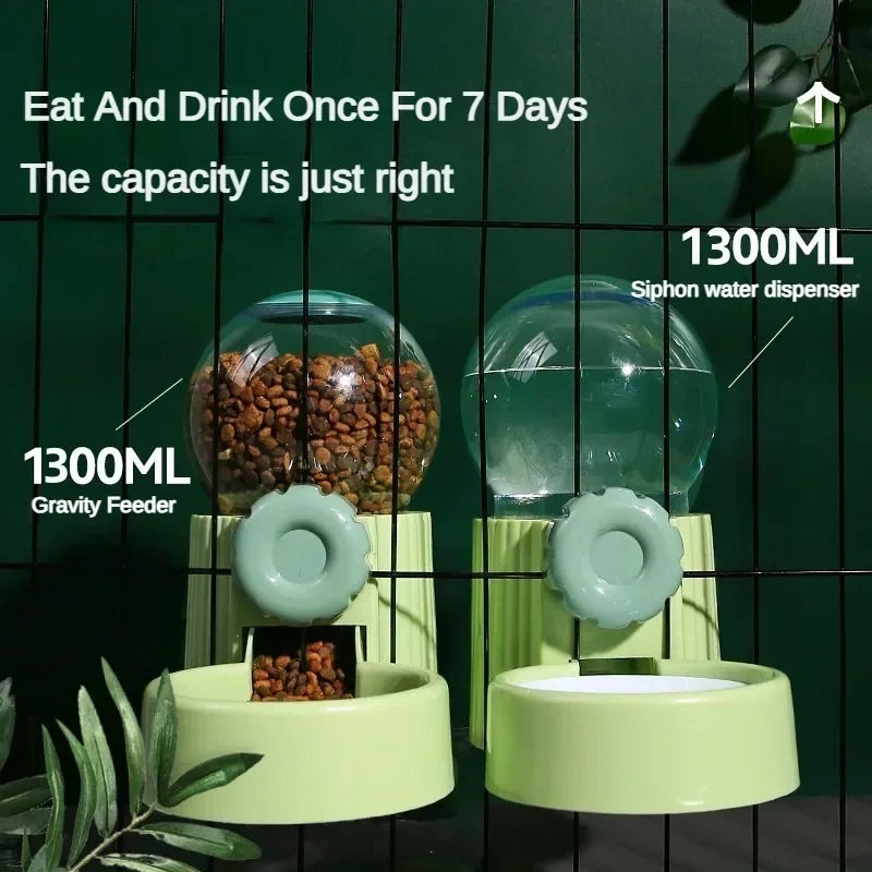 Automatic Dog Cat Feeder Cage Hanging Pet Bowls Pet Water Dispenser Dog Water Bottle Food Container Dispenser Bowl for Cat Dog - AMULET RING STORE