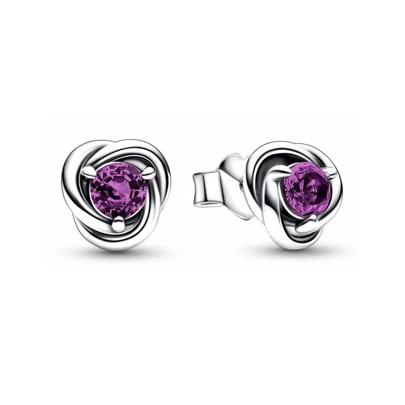 European 925 Silver Zodiac Earrings Stud Birthday Stone Suitable for Women's Exquisite Jewelry for Women's Party