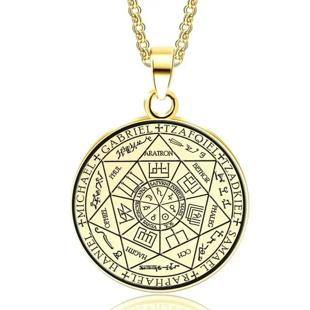 Retro Fashion Seven Angels Magic Circle Solomon's Seal Necklace Pendant AMULET RING STORE